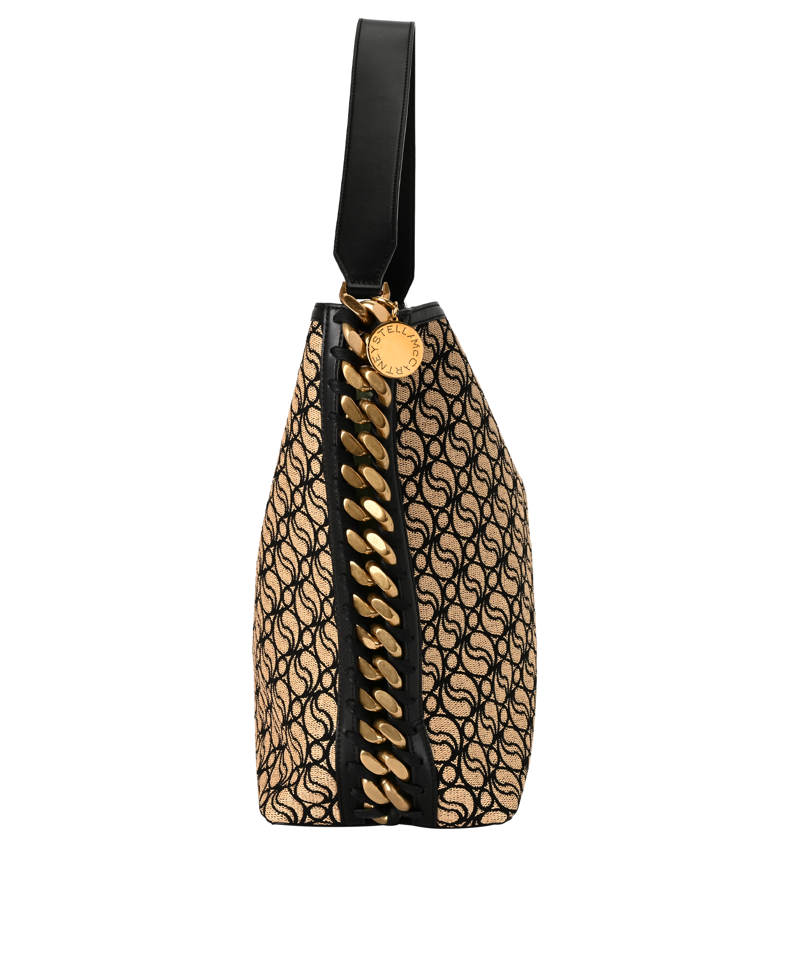 Frayme Tote, &pound;350, Handbags, Beige/Black, Canvas/Faux Leather, Side view